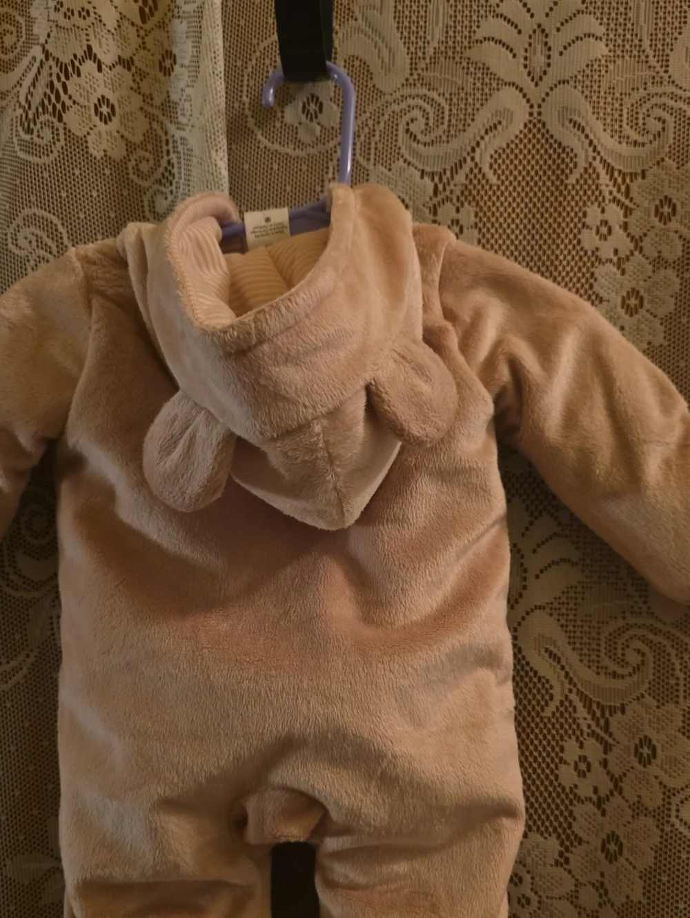 New Carter's Newborn Pink Plush Bear Footed One-Piece Hooded Snowsuit